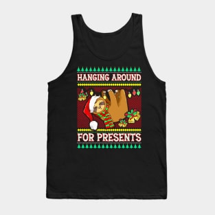 Funny Christmas Sloth Hanging Around For Presents Xmas Gift Tank Top